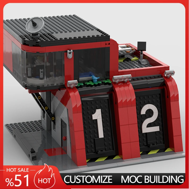 925 PCS City Street Fire Station MOC Customize Modular Building Block Educational Creative Design Kids DIY Toy Christmas Gift