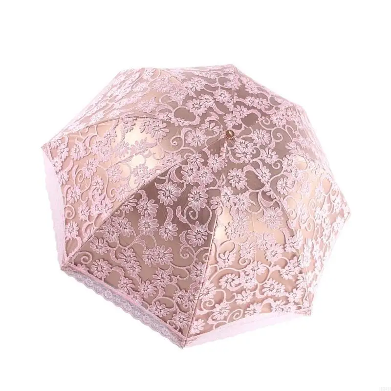 

H8WB New Fashion Vintage Embroidered Lace Folding Princess Umbrella Outdoor