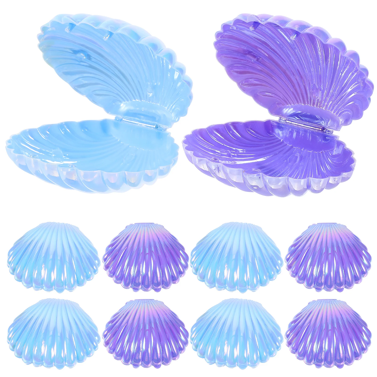 

10pcs Pearl Shell Candy Case Small Gift Boxes for Wedding Party Favor Containers Blue Purple Plastic Packaging
