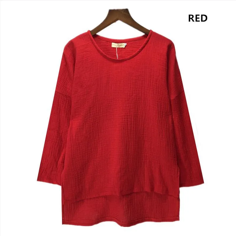 Autumn Women Vintage & Casual blouse comfortable loose casual cotton linen shirts women Spring blouse tops blusa mujer moda 2026