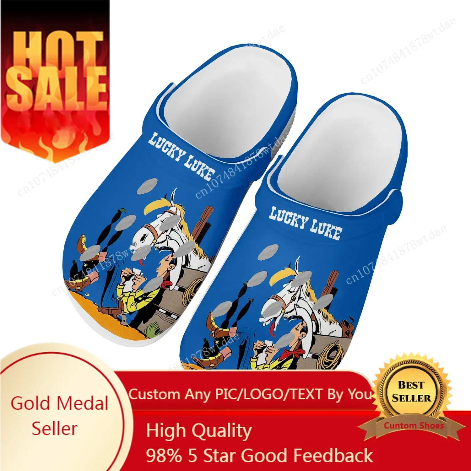 

Lucky Luke Home Clogs Mens Womens Teenager Customize Water Shoes Cowboy Anime Cartoon Garden Beach Hole Slippers Sandals