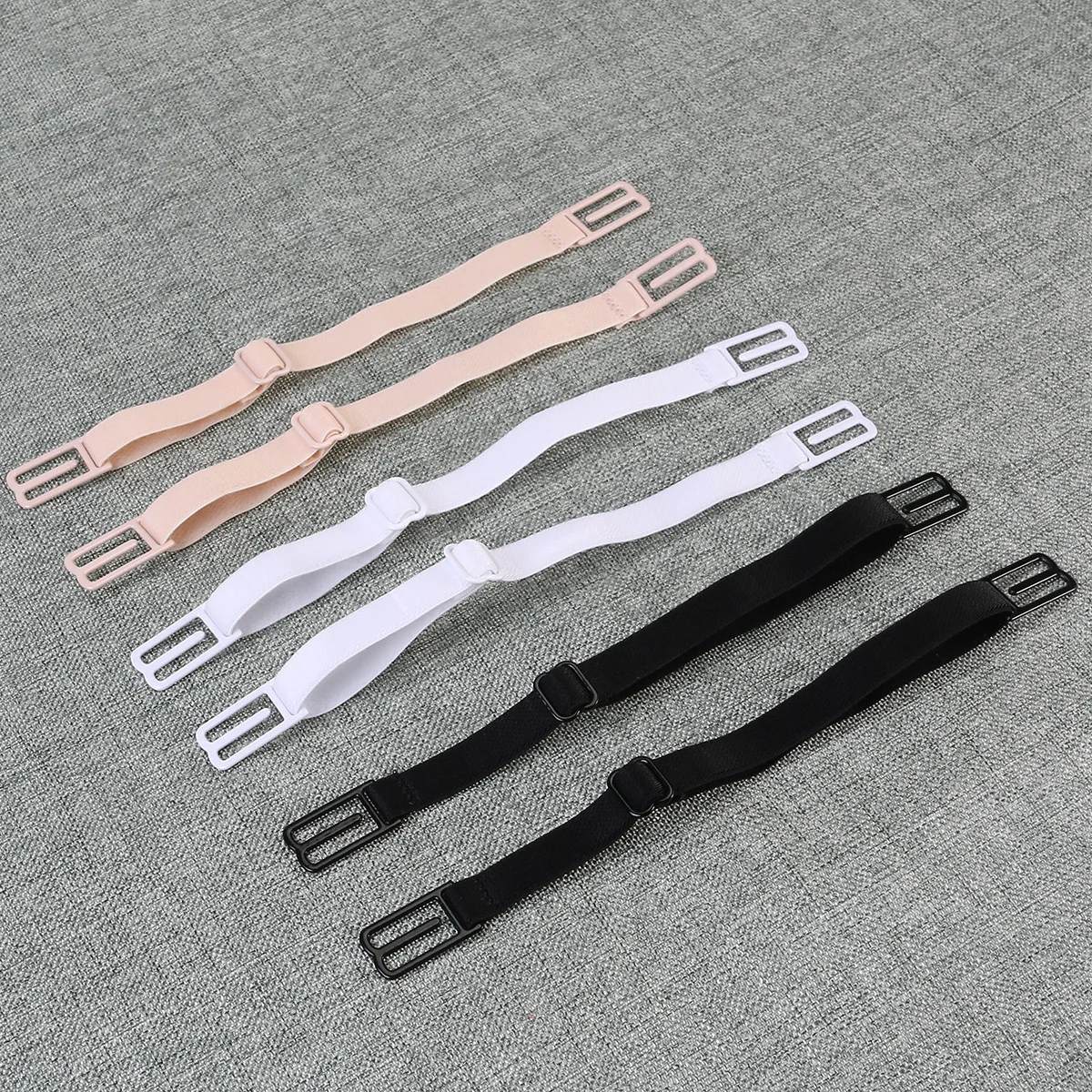 

3Pair Anti-Slip Bra Strap Holder Elastic Adjustable Bra Shoulder Strap Clips Black Skin White for Sports Running Exercising