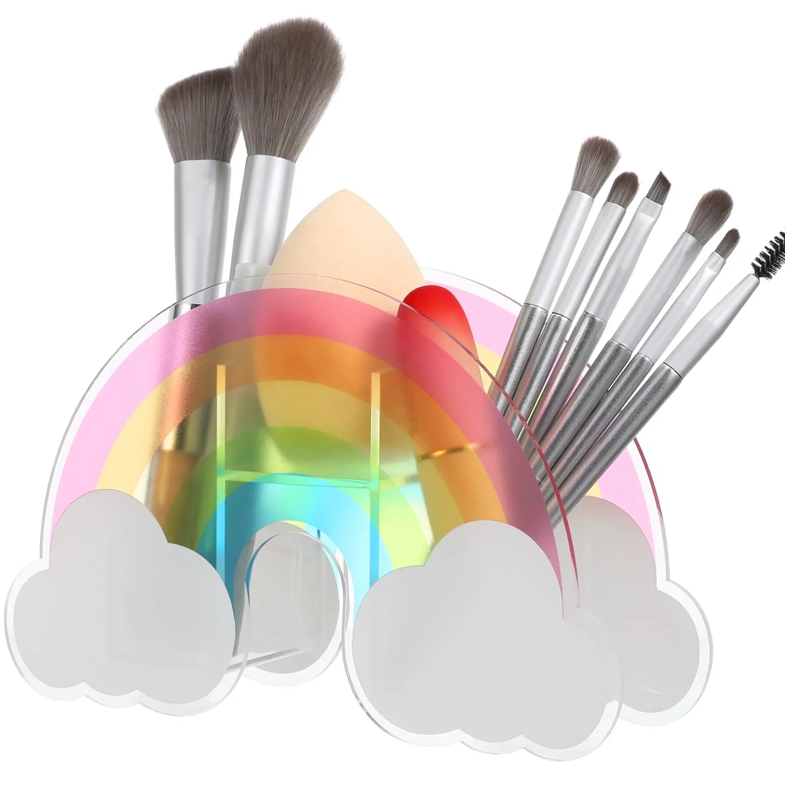 

1pc Rainbow Makeup Pen Holder Creative Pen Holder Desk Organizer Acrylic Pencil Container Storage Accessories Home Office