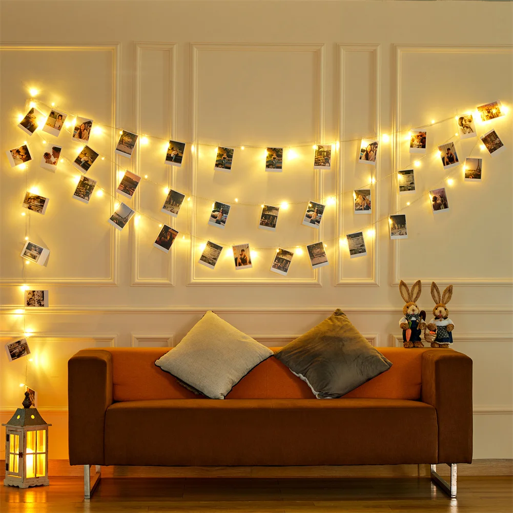 LED Photo Clip String Lights Battery Powered Starry Fairy Lights For Hang Pictures Cards Wall Christmas Wedding Party Decoration