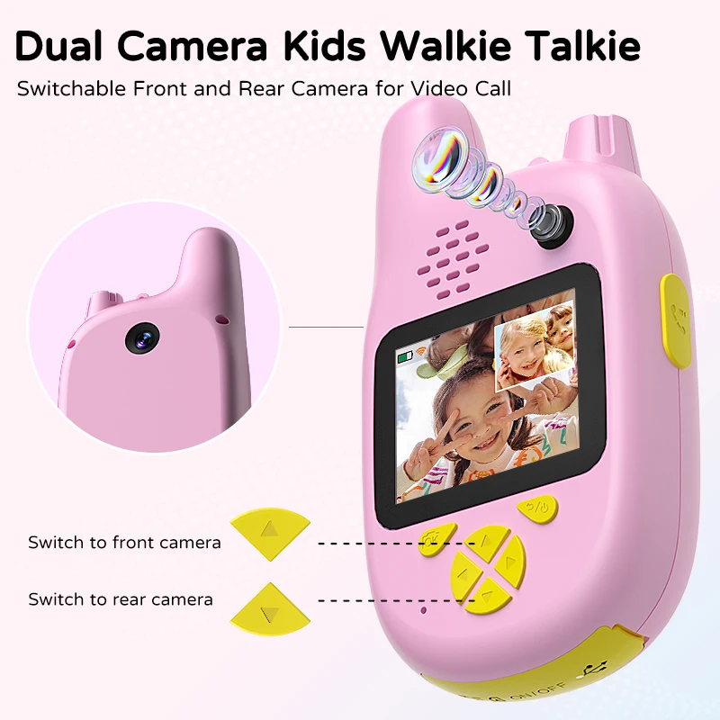 2 pçs vídeo walkie talkie para crianças com tela de 2 polegadas câmera dupla wifi interfone interação intercom brinquedos para crianças presente