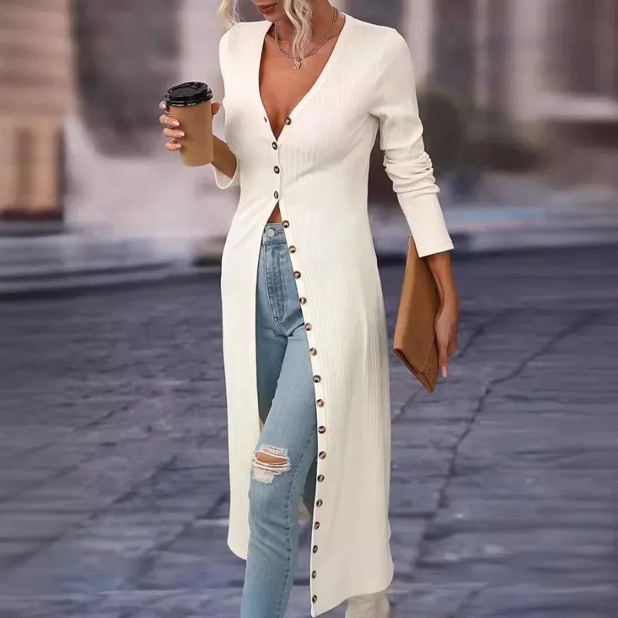 XTOCEAN Knitted Cardigan Trench Women Long Sleeve Niche Slim-fit Dress Sunscreen Clothes Air-conditioned Shirts Cardigan Outwear