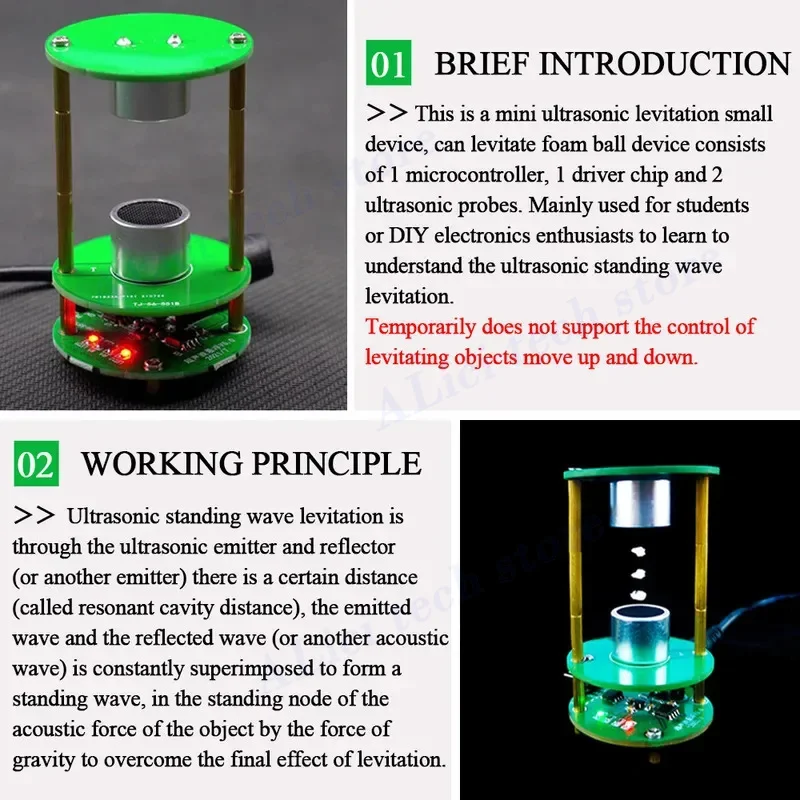 DIY Ultrasonic Levitation Kit Floating Standing Wave Control DIY Soldering Project Electronic Kit Acoustic Suspension 12V