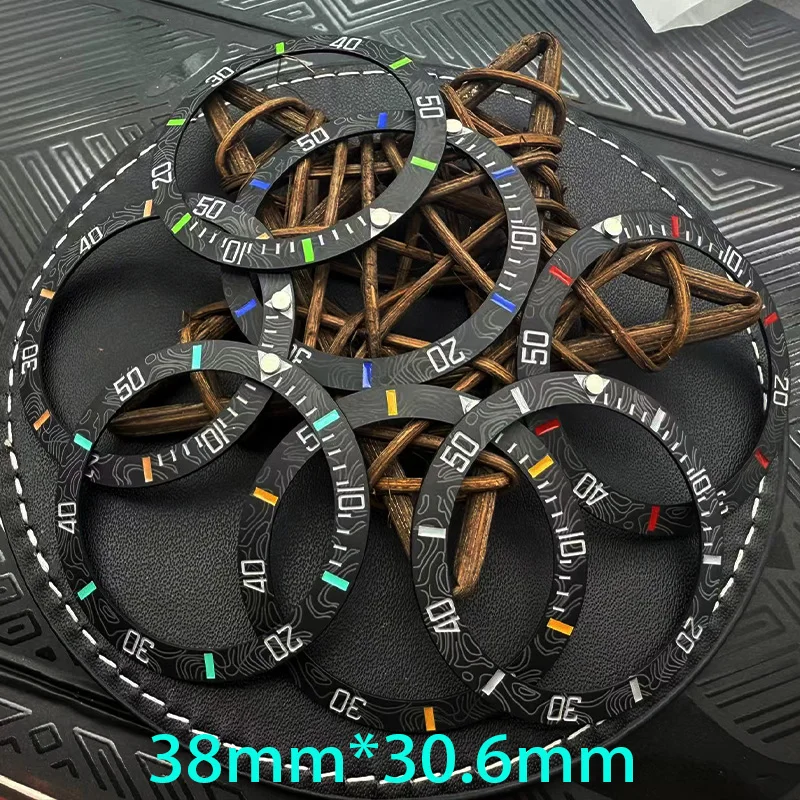 

38mm Imitation carbon fiber Curved Ceramics Bezel Insert Fits SKX007 SRPD SKX009 GMT Watch Case NH35 NH36 Bezel Ring Watch Parts