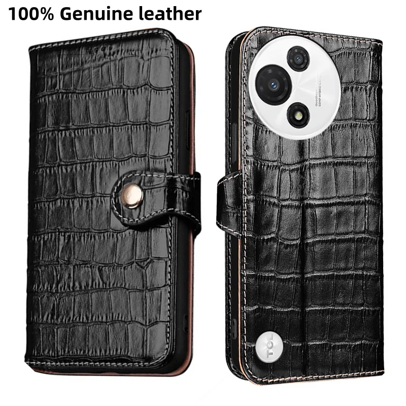 

Genuine Leather Crocodile Texture card Slot Wallet Cover For TCL 60 50 40 SE XE XL LE Pro NxtPaper 4G 60R shockproof phone Case