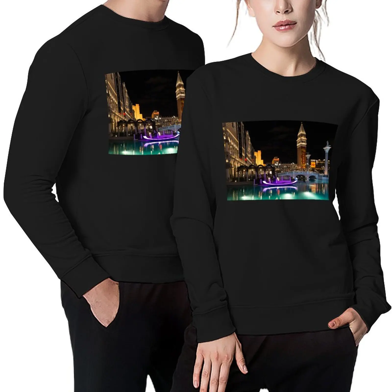 

Lighting Up the Night in Neon - Colorful Canals and Gondolas at the Venetian Las Vegas Pullover