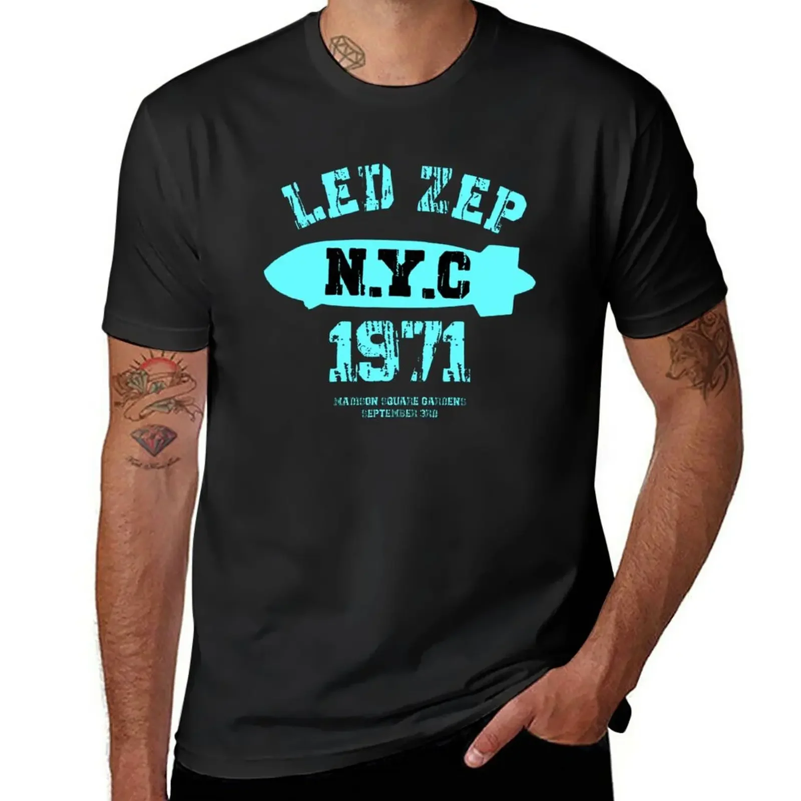 New blue led zep vintage T-Shirt oversized t shirt anime mens big and tall t shirts