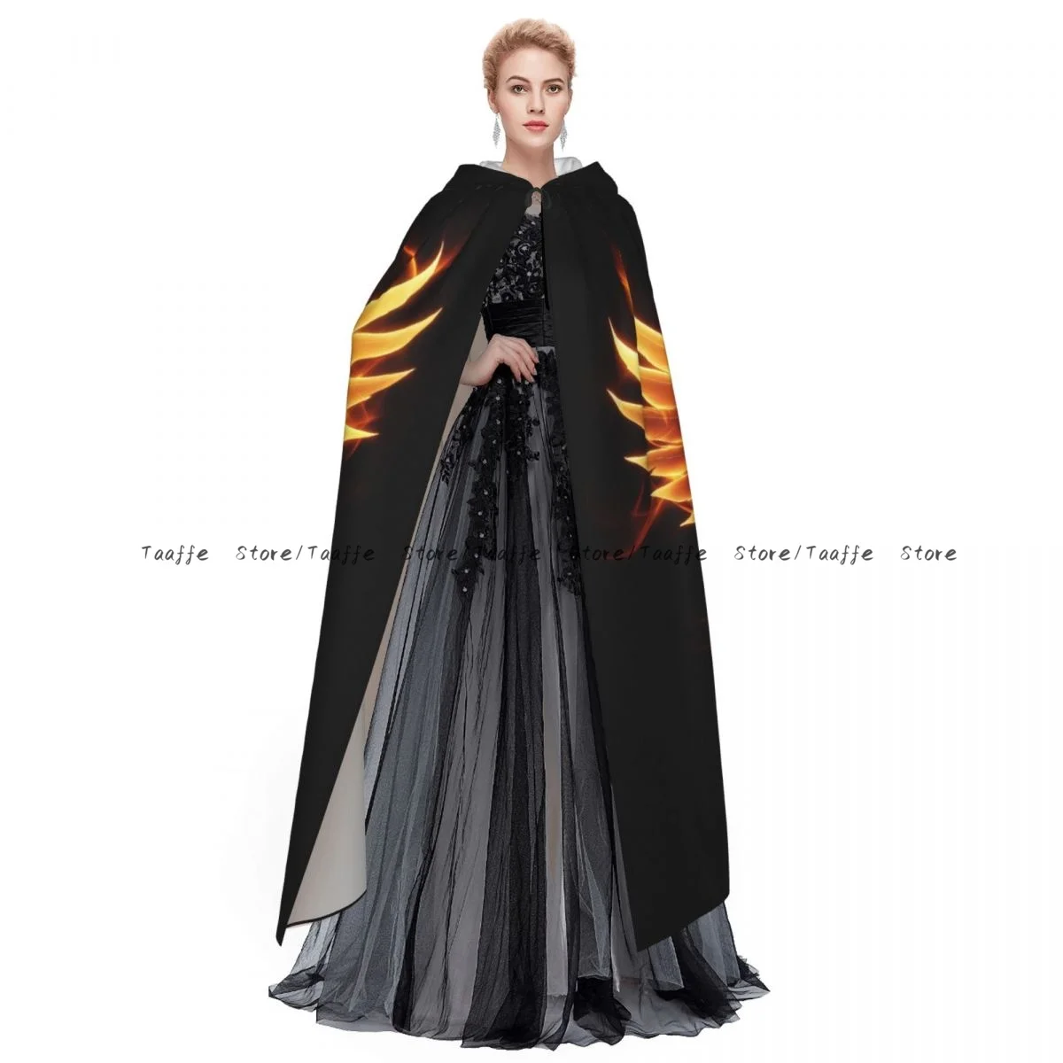 Middeleeuwse cosplay mantel kapmantel Phoenix Rising From Ash Bird In Fire symbool Cape jas lange geul kostuum tovenaarsmantel