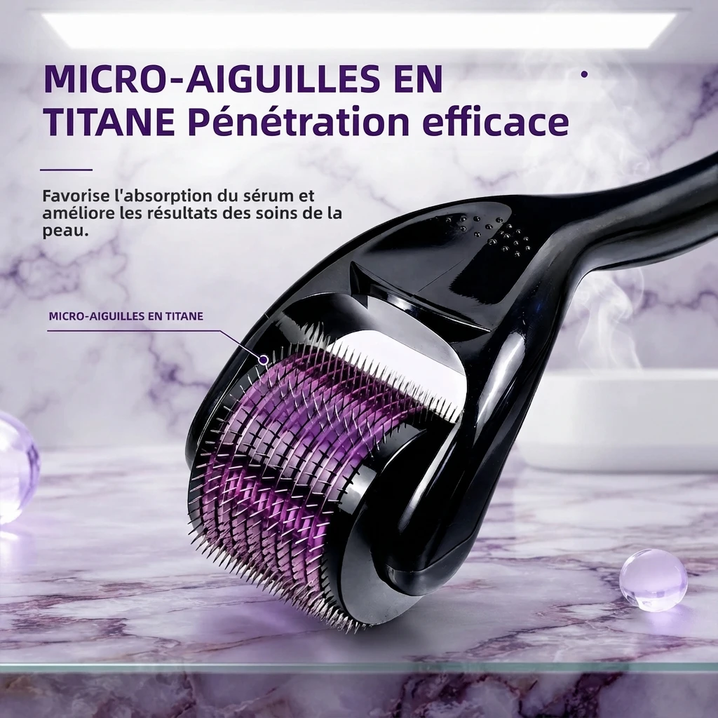 Titanium Derma Roller 540 Micro Needling Tool for Hair Regrowth Beard Growth Skin Care Anti Aging