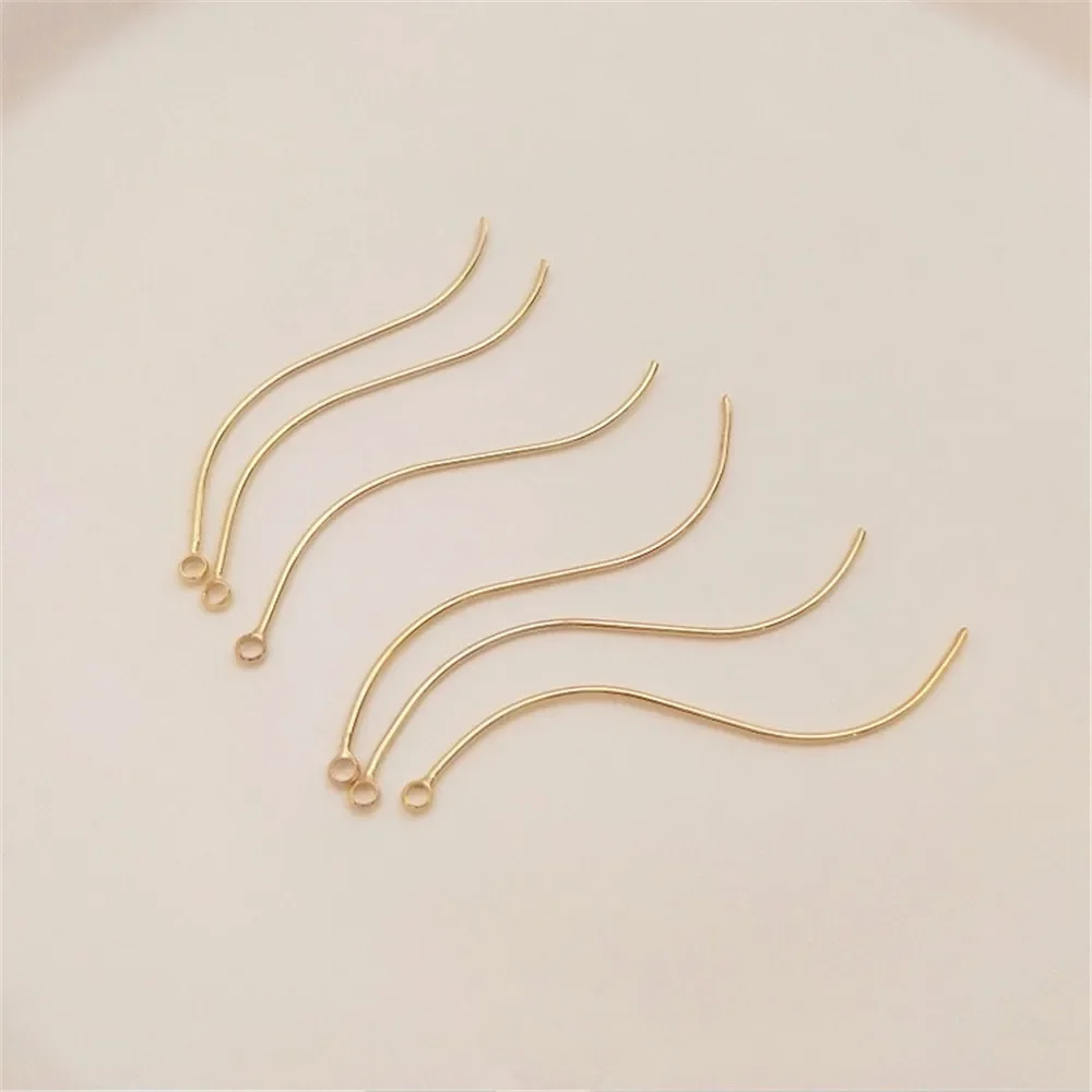 14K Gold Plated Smooth S shape with lifting ring nine needle single ring pendant ear line hanging rod DIY accessories