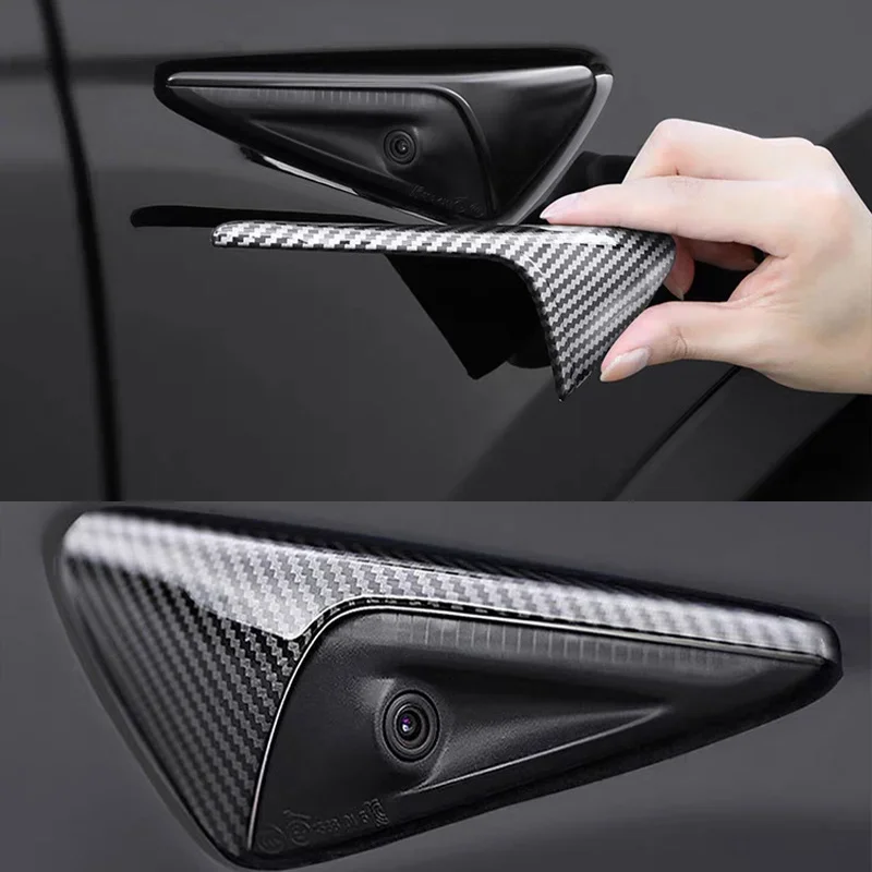 Side Camera Car Protective Cover ABS Carbon Fiber Protective Cover Turn Signal Cover Suitable for Tesla Model 3/Y/X/S 2017-2022