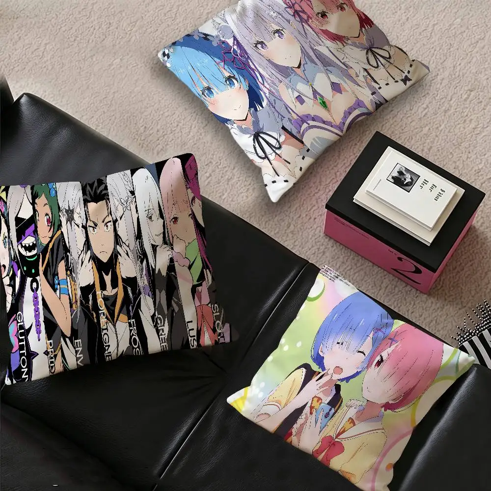 Classic vintage R-Re Zero Anime Pillow Anime Pillow Sofa Bed Head Pillow Cover Cushion Cover 45x45 cm Fashion