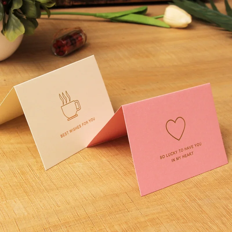10pcs/pack of High-end Hot Stamping Holiday Greeting Cards with White Envelope, Thank You Card for Fresh Flower Shop