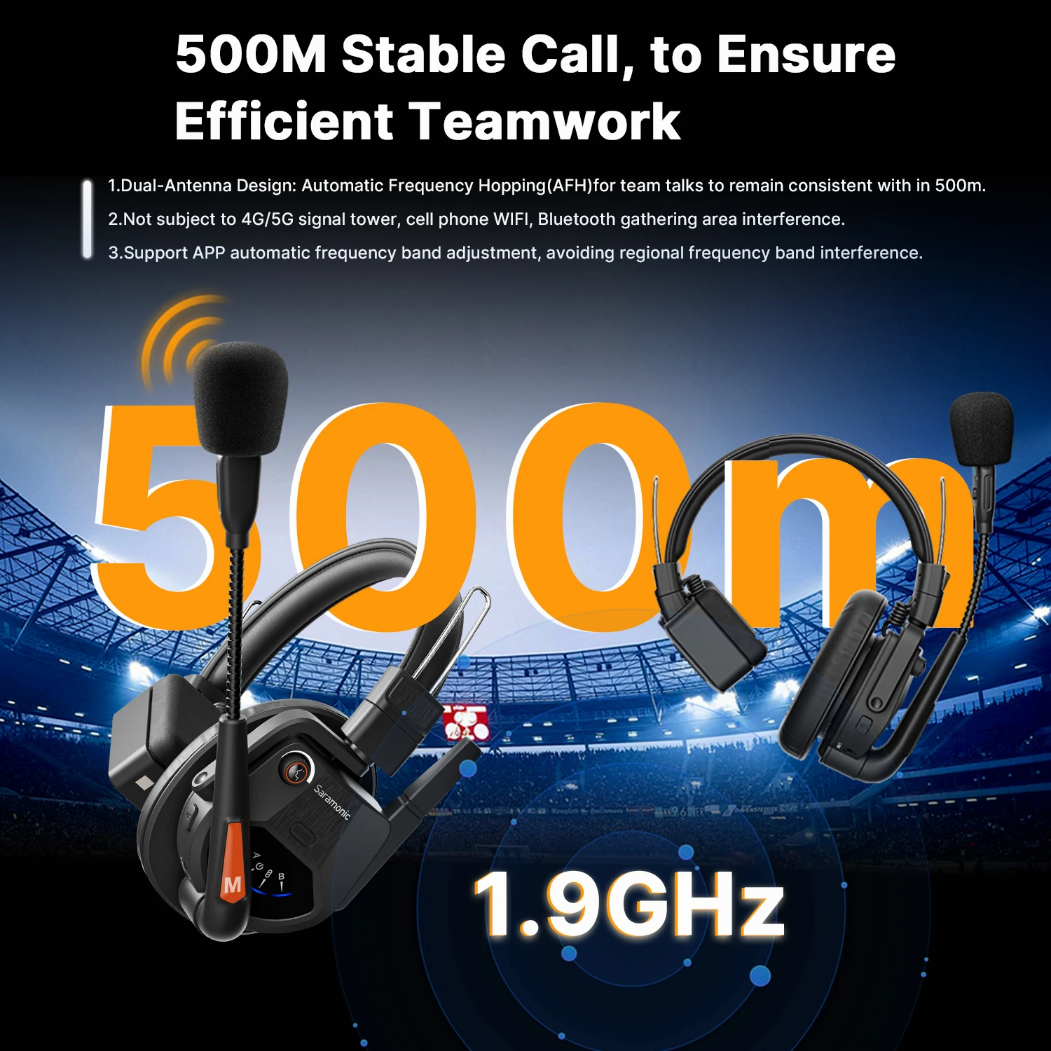 Saramonic Witalk9 SMH Single-ear Master Headset for WiTalk9 only Full-Duplex Communication Wireless Intercom Headsets Microphone