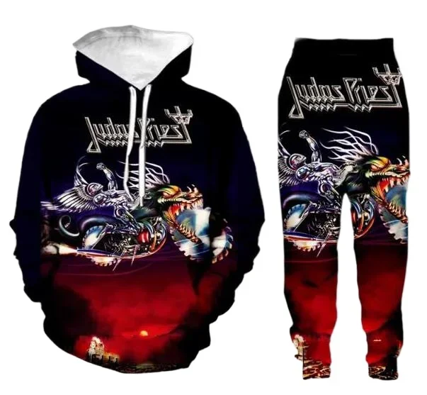 

New Men/Women Suits Judas Priest Rock Band 3D Printed Clothing Sets Long Sleeve Fashion Sweatshirt Hoodies Sport Long Pants