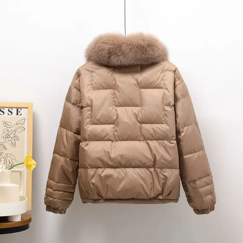 Manteau court en fourrure de renard pour femme, col en fourrure de renard, plaque épissée, cheveux de vison, nouvelle veste, combiné, 2024 automne et hiver