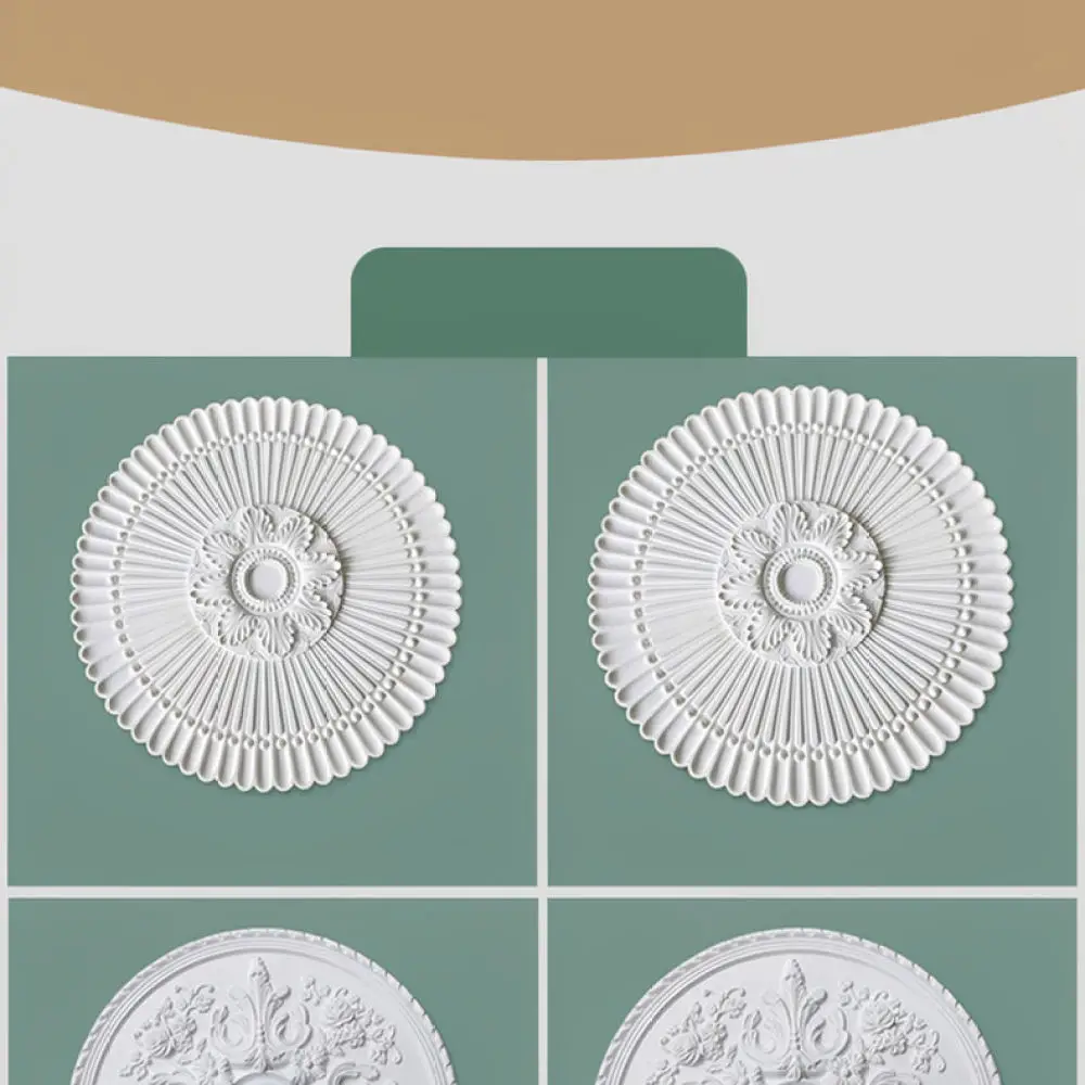 Premium PU Ceiling Medallion For Jiaqi Chandelier Light Base White Embossed Decorative Canopy Plate For Interior Decor