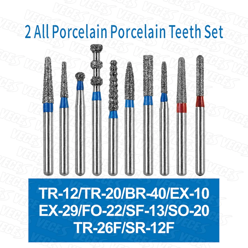 Dental Burs Mixed Set FG Diamond Burs Drills For High Speed handpiece Diamond Abrade Crown Cavity Preparation 10 pcs/box