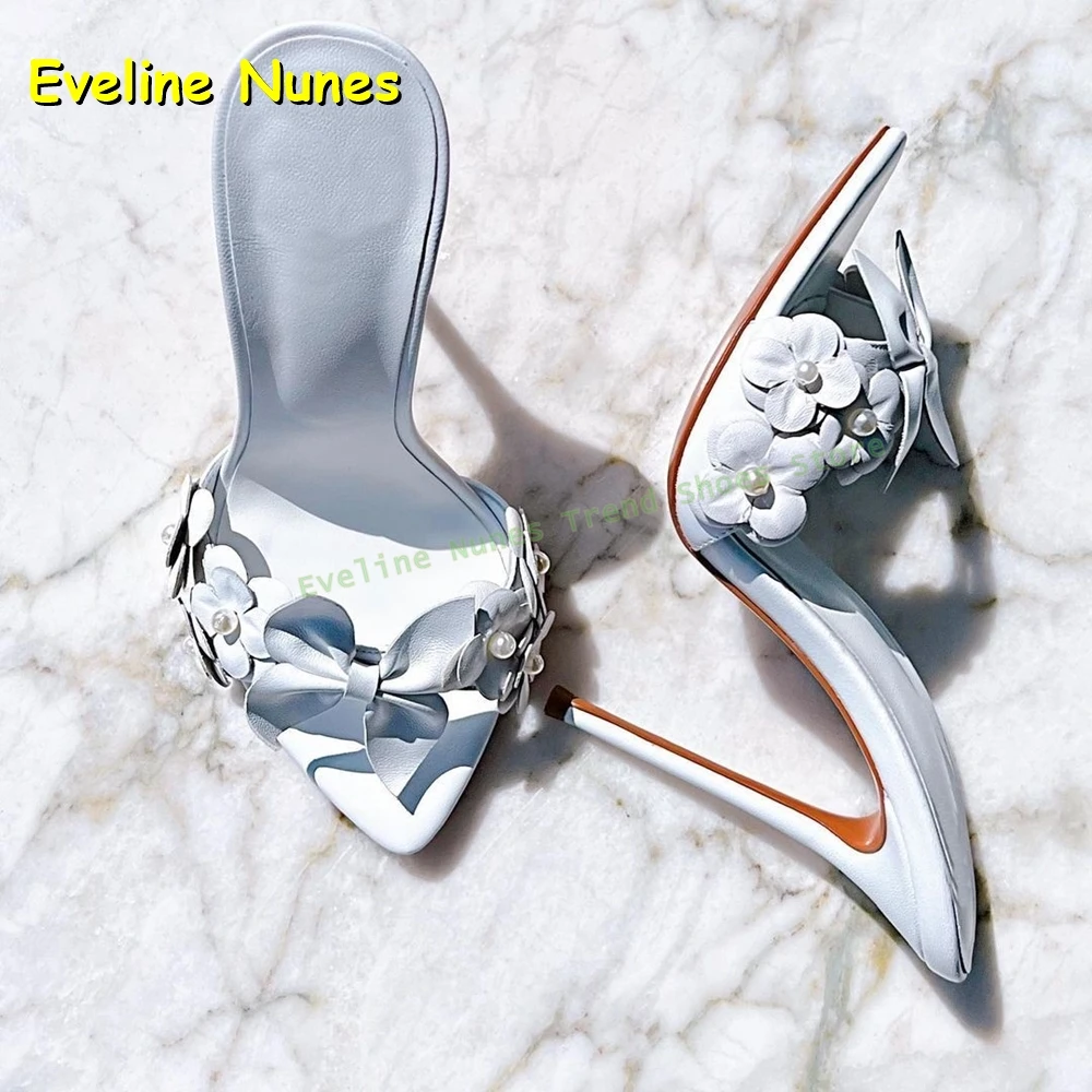 

Bowknot Flower Shallow Fashion Slippers Pointed Toe Stiletto Slip On Solid Lady Sexy Party Dress Slides Summer 2026 Street Style