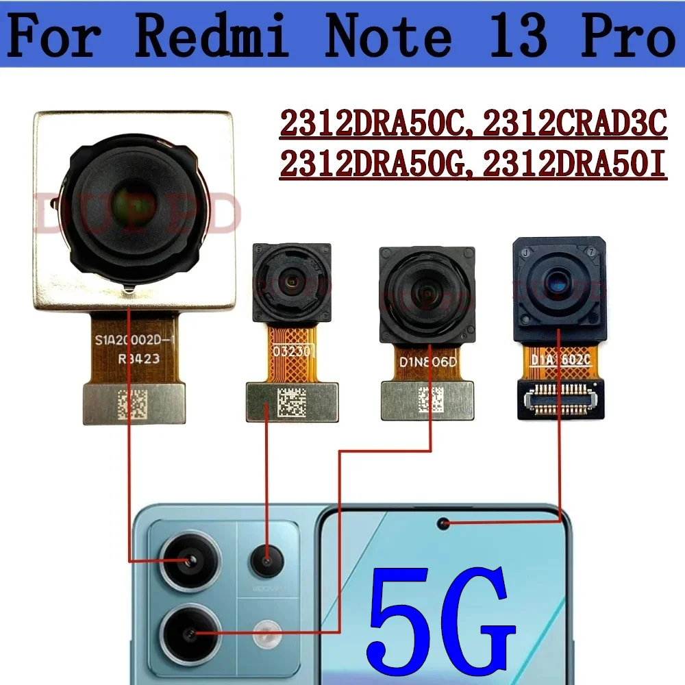 Rear Camera For Xiaomi Redmi Note 13 Pro 13pro 5G Front Selfie Facing Back Main Macro Camera Module Flex Cable Parts