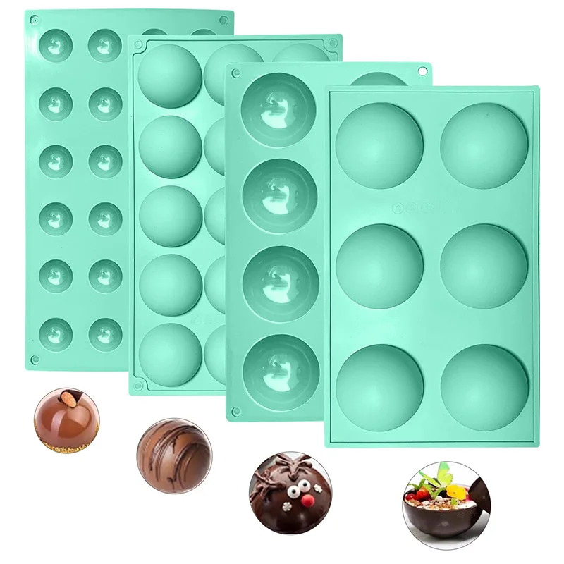 4 Packs Semi Sphere Silicone Molds for Making Hot Chocolate Cake Decorating Jelly Dome Mousse Non-stick Reusable Baking Moulds