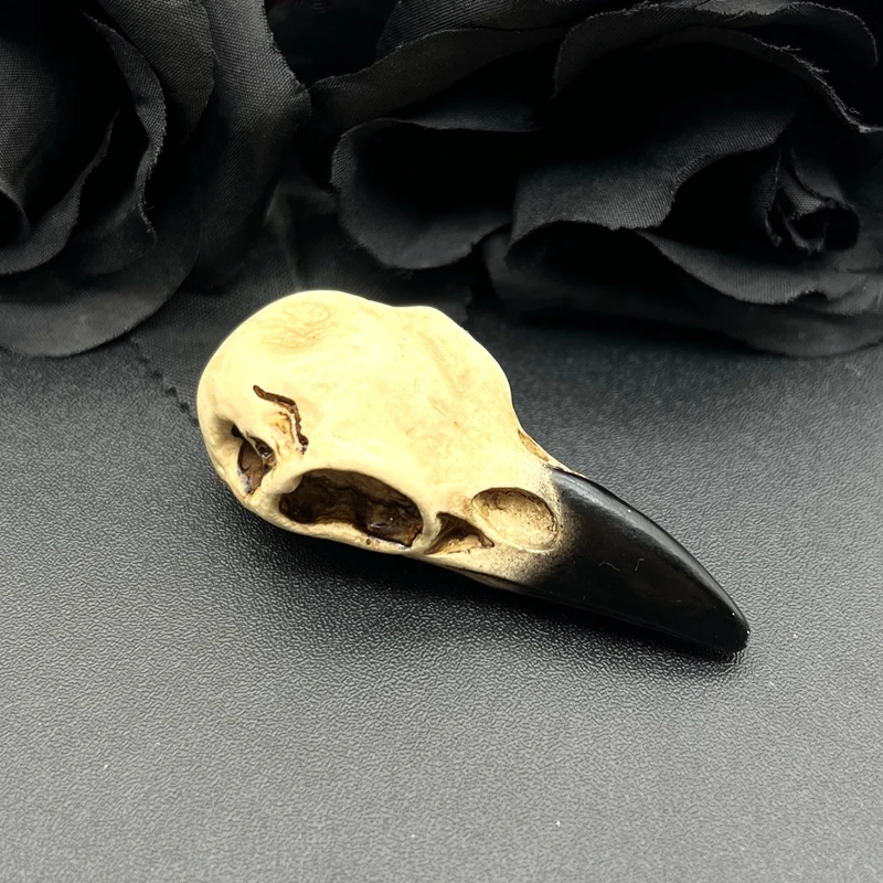 2pcs 2.6 in 3D Crow Skull Men's Skull Necklace Pendant Magpie Gothic Halloween Gift Bird Skull Handcrafted Jewelry Accessories