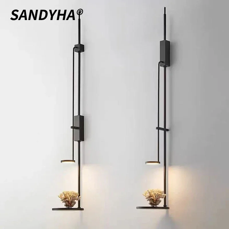 

SANDYHA Modern Creative Wall Light Black Long Strip Background Light LED Lighting Fixture For Hotel Store Living Room Home Decor