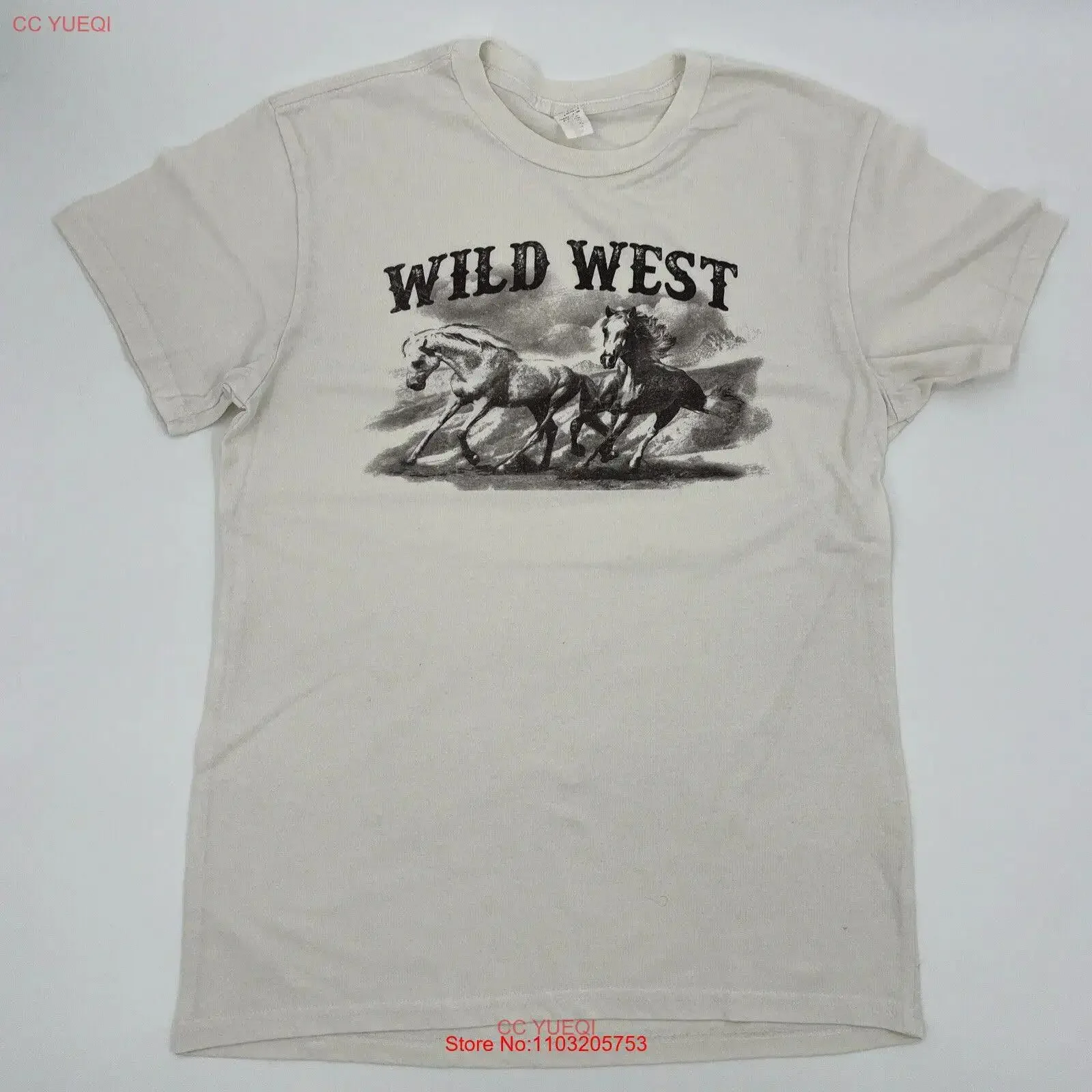 

Wild West Horses T Shirt Vintage Y2K White Mens Medium vintage Washed fashion Stretched Soft streetwear Breathable graphic