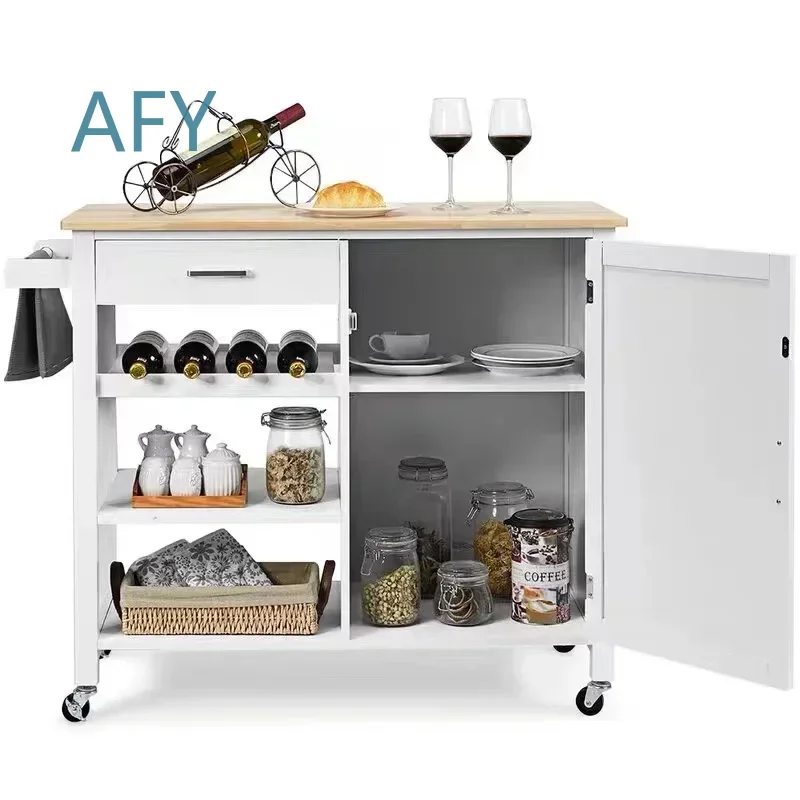 for Creativity Modern Mobile Hotel Service Storage Practical Rolling Kitchen Island Wheeled Cart for Kitchen Dining Room Home