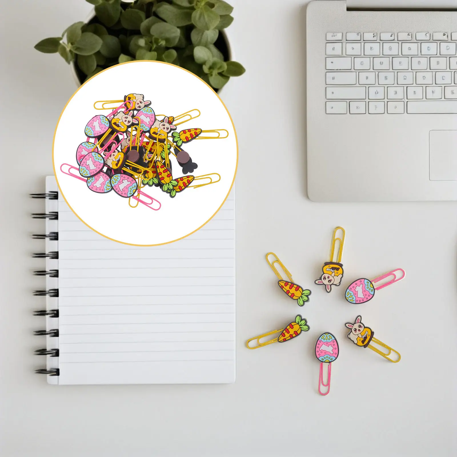 

30Pcs Cartoon Rabbit Paper Clips Easter Carrot Egg Office School Stationery Clips Bunny Shape Paperclip Organizer Cute