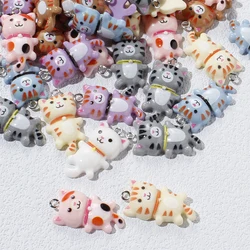 20pcs Multicolored Cartoon Acrylic Pendant Cute Cat Charms Handmade Making Jewelry Accessories for Diy Cell Phone Chain Keychain