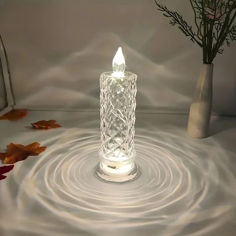 Wedding Party Birthday Xmas Halloween Decor Crystal Candles LED Light Transparent Flameless Battery Power Lantern Night Lamp - Image 2