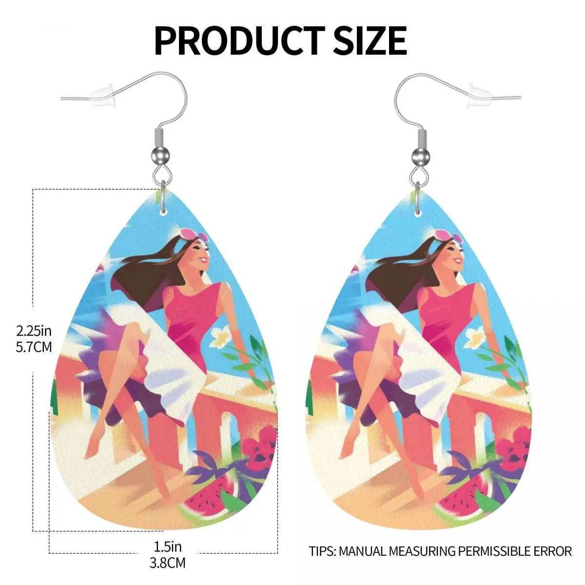 Custom E-Escadas Leather Teardrop Earrings for Women Leather Earrings Fashion Lightweight for Parties Holidays