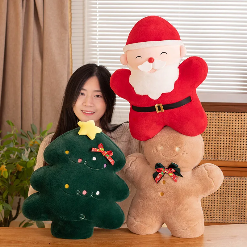 1pc Santa Claus Cookies Trees Plush Toys Pillows Christmas Bedrooms Living Rooms Family Decorations Holiday Gifts For Children