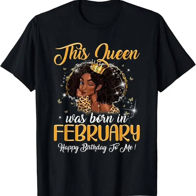 Футболка «Эта королева родилась в феврале» для черной девушки на день рождения