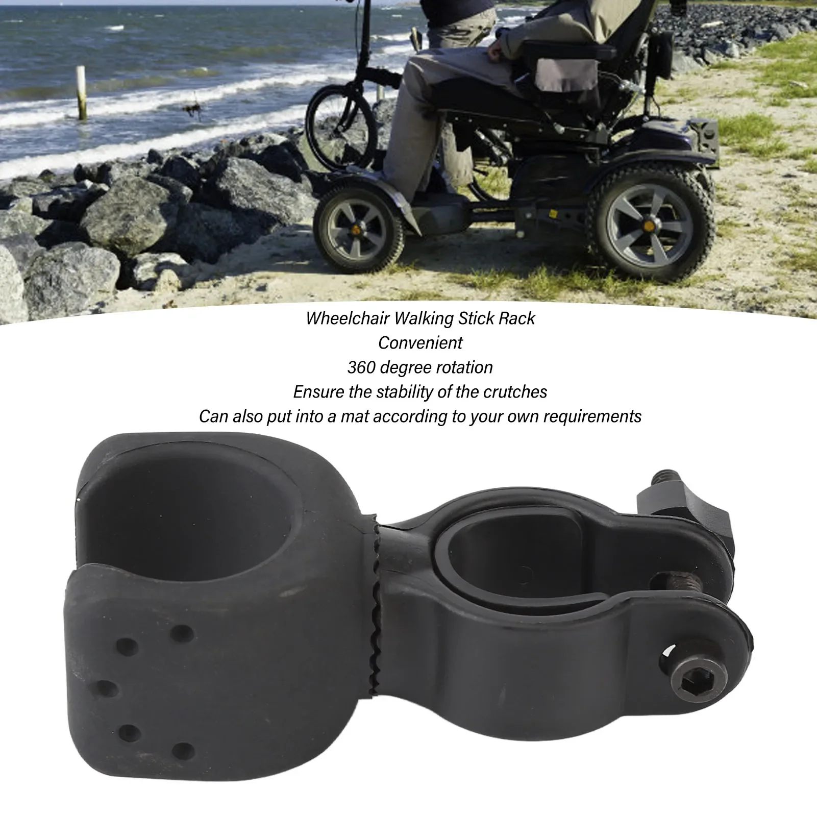 

2PCS Walking Stick Rack Crutches Stick Bracket Cane Clip Holder for Dia 2.5-3.5cm Tube for Electric Scooters Wheelchair