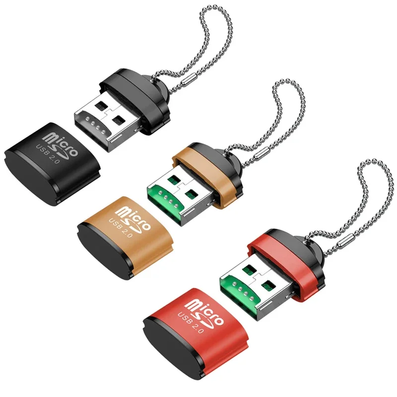 1/5/10PCS Aluminum alloy card reader keychain portable mini high speed micro SD cell phone TF memory card reader