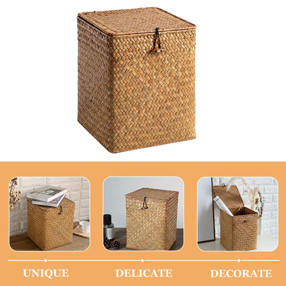

Large Capacity Storage Box Vintage Woven Basket For Home Office Decor Organizer Sundries Container Rustic Bin Household