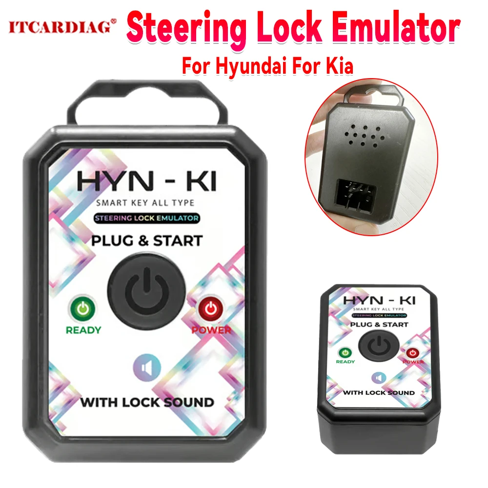 起亜-現代用ステアリングロックエミュレータースマートキータイプのオリジナルコネクタ用ロック音付きプログラミング不要