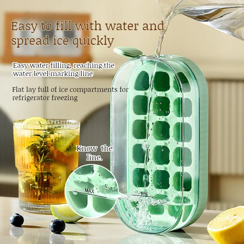 

Convenient LargeCube Tray Silicone Ice Cube Mold with Lid for Refrigerator Reusable Whiskey Ice Mold Ball Diamond Ice Mold