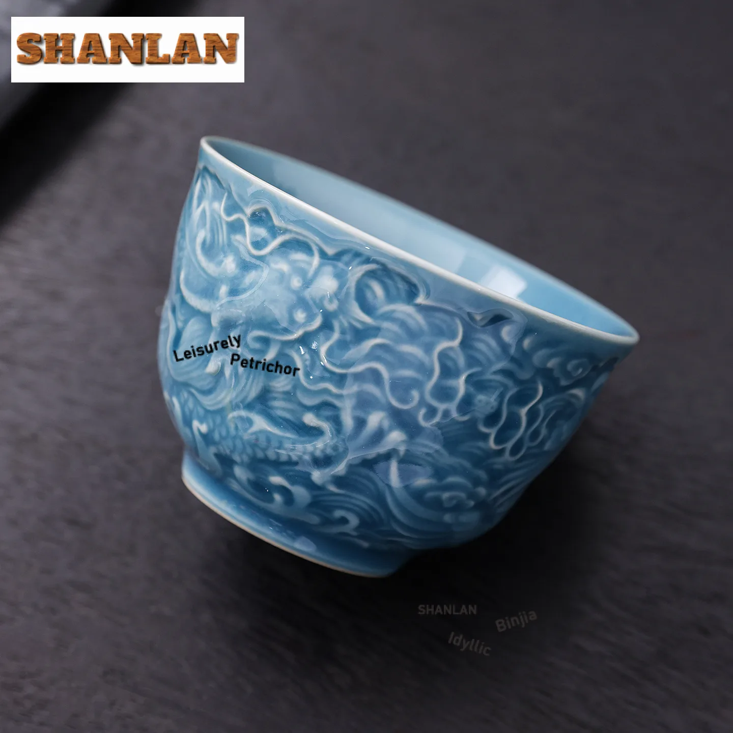 100ml Handmade Embossed Dragon Ceramic Teacup Tea Bowl Set Of Cups Tea-tasting Fragrance Cup Chazhan Master Cups Drinkware