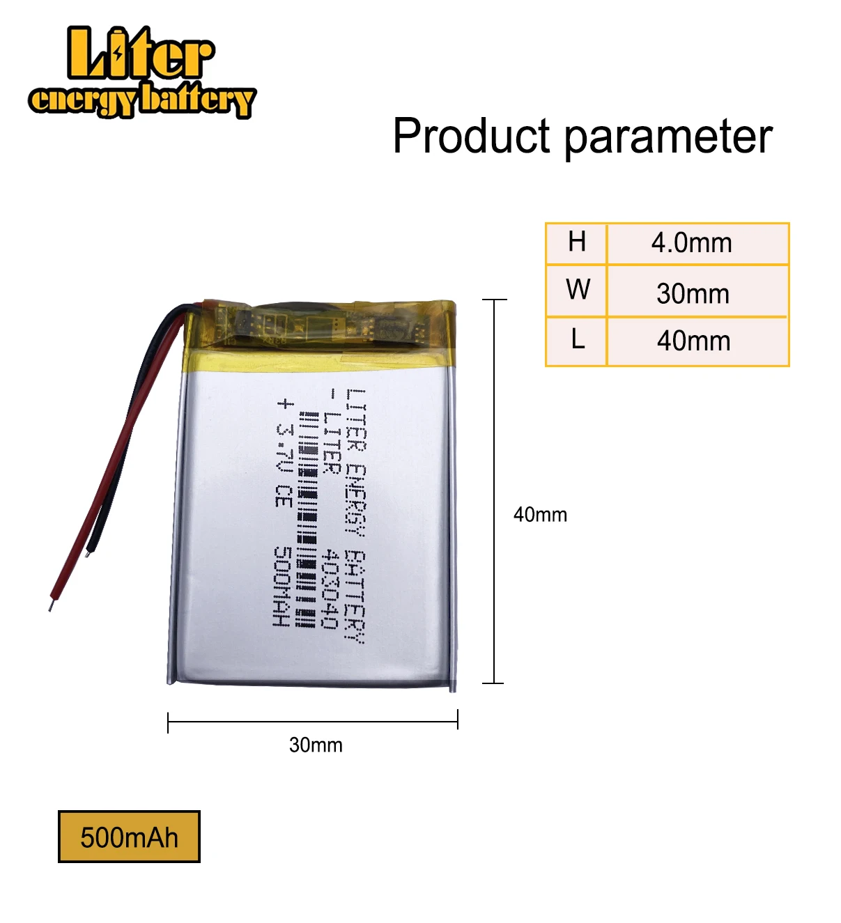 3.7V lithium battery tachograph 403040 500mAh speakers general rechargeable polymer battery