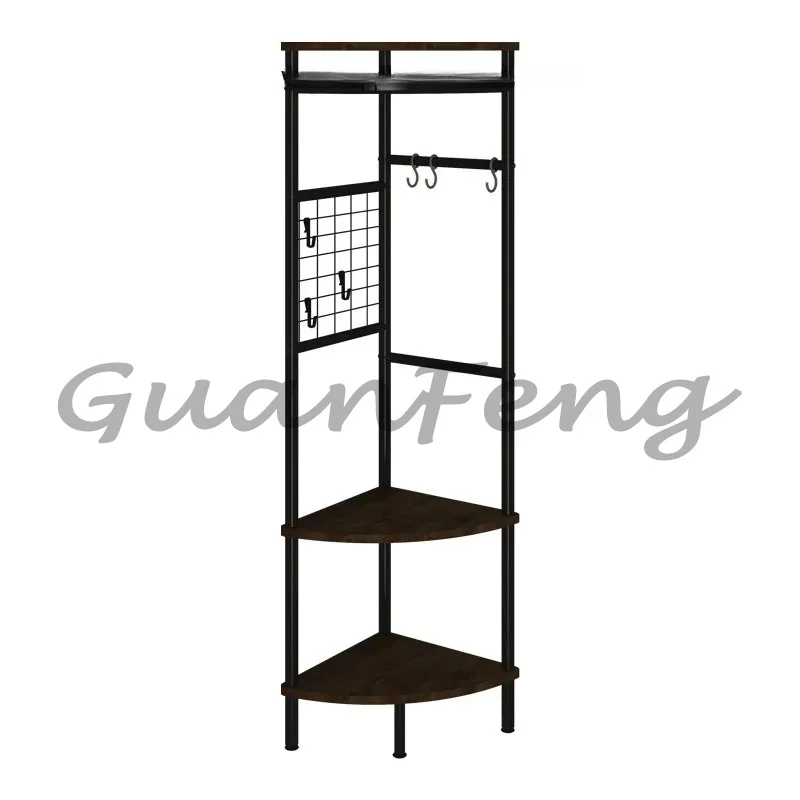 Adjustable Multi‑Tier Corner Standing Clothes Rack, Freestanding Coat Hanger for Bedroom Entryway Closet