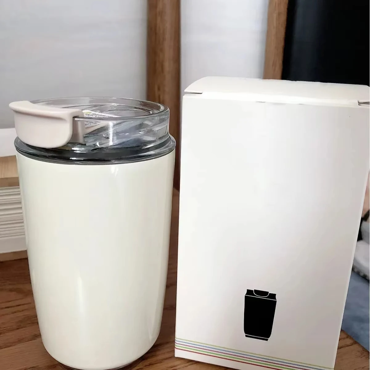 1PCS Tumbler Thermos Cup Milky White Coffee Mug Car Insulated Water Bottle Travel Stainless Steel Vacuum Flasks Drinking Kettle image 5
