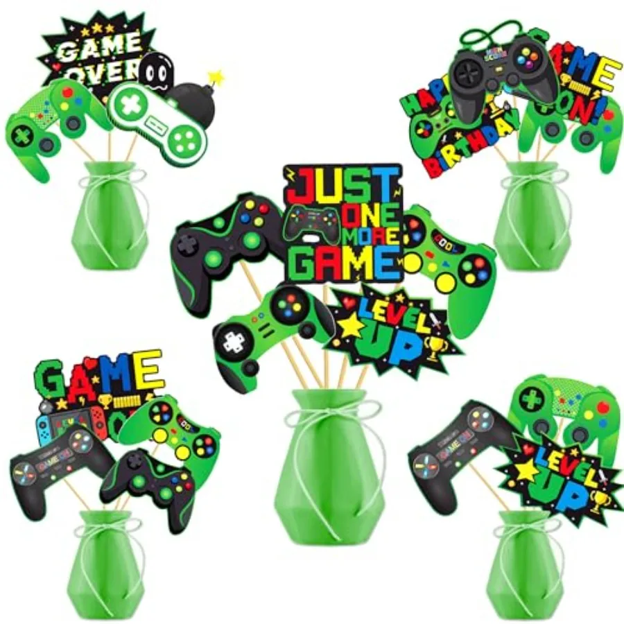 Video Game Centerprise Sticks 15Pcs Gamer Birthday Party Decorations Video Game Centerpiece for Table Gaming Birthday Supplies