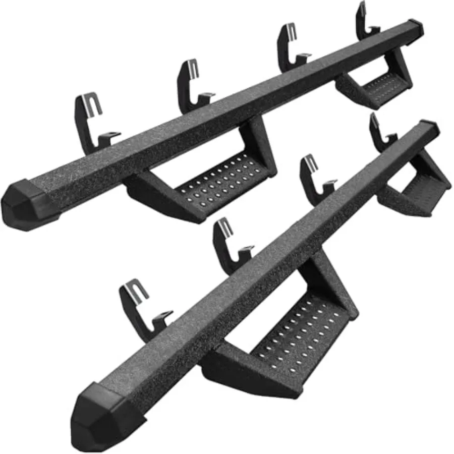 Estribos en polvo negro texturizado DualStage para Chevy Colorado y GMC Canyon Crew Cab 20152026 con mejora de 4 puertas de tamaño completo